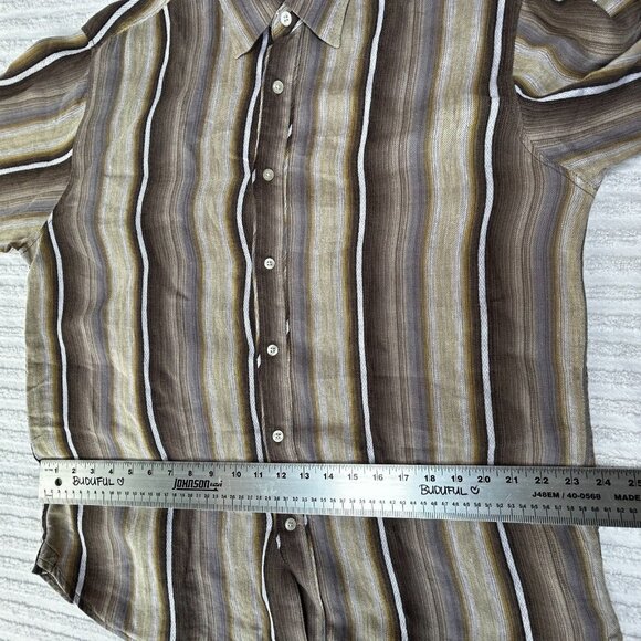 Tommy Bahama Men's Large Casual Button Up Shirt Long Sleeve Striped Linen - Picture 6 of 7